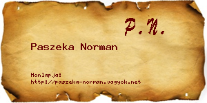 Paszeka Norman névjegykártya